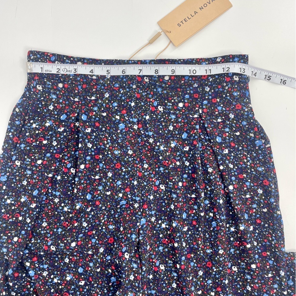 NWT Anthropologie x Stella Nova Olive Pants in Navy Ditzy Blue Floral Print XS - Picture 10 of 14